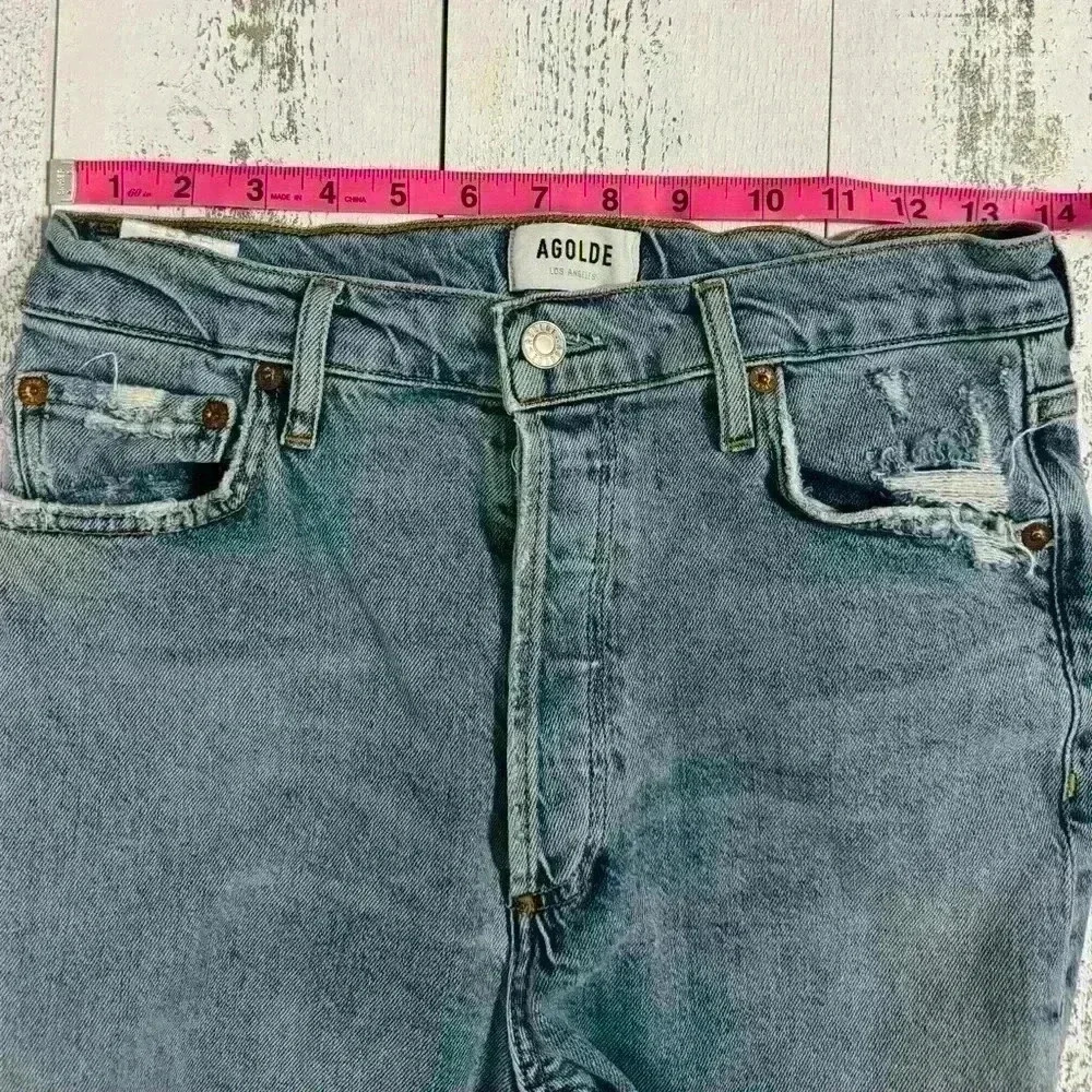 AGOLDE  REVOLVE - Nico High Rise Slim Fit Button Fly Distressed Size 27 - Picture 5 of 14